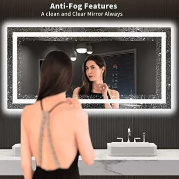 LOAAO 55X30 LED Bathroom Mirror with Lights, Anti-Fog, Dimmable for Modern Elegance