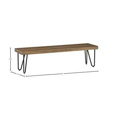 Amazon Brand - Rivet Hairpin Wood and Metal Console Table Bench, Brown, 15.7"D x 59.1"W x 15.7"H