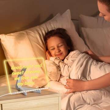 Acrylic Dry Erase Board with Light 11.8 X 7.9” Clear Light up Dry Erase Board with Stand Desktop Glow Memo LED Letter Rewritable Message Board White Board LED Note Board with 7 Color Markers