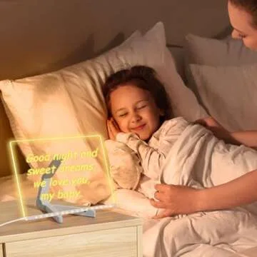 Acrylic Dry Erase Board with Light 11.8 X 7.9” Clear Light up Dry Erase Board with Stand Desktop Glow Memo LED Letter Rewritable Message Board White Board LED Note Board with 7 Color Markers