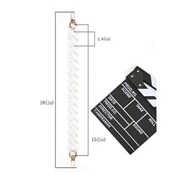 AUMEY Large Flat Chain Strap - Acrylic Clear Chain Luxury Handbag Strap Fashionable Replacement Purs...