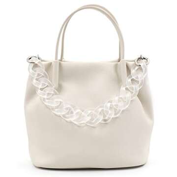 AUMEY Large Flat Chain Strap - Acrylic Clear Chain Luxury Handbag Strap Fashionable Replacement Purse Clutches Handles for Purse Handbags DIY Crafts, 15.7 inch of Each … (02- Transparent)