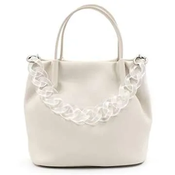 AUMEY Large Flat Chain Strap - Acrylic Clear Chain Luxury Handbag Strap Fashionable Replacement Purse Clutches Handles for Purse Handbags DIY Crafts, 15.7 inch of Each … (02- Transparent)