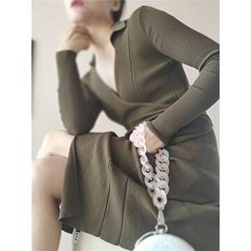 AUMEY Large Flat Chain Strap - Acrylic Clear Chain Luxury Handbag Strap Fashionable Replacement Purse Clutches Handles for Purse Handbags DIY Crafts, 15.7 inch of Each … (02- Transparent)