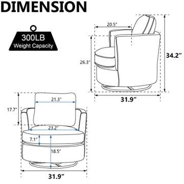 ODUWA Swivel Barrel Chair - Modern Teddy Sherpa Accent Chair for Home