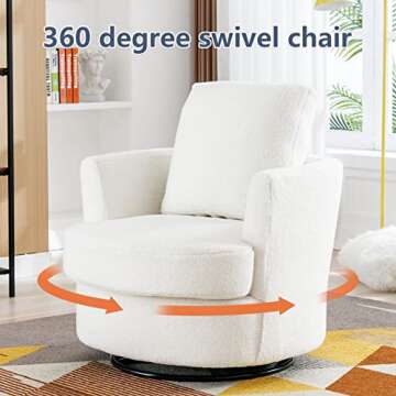 ODUWA Teddy Sherpa Swivel Barrel Chair - 360° Comfort