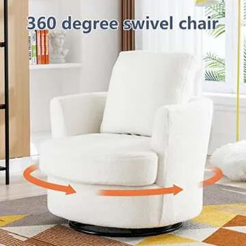 ODUWA Teddy Sherpa Swivel Barrel Chair - 360° Comfort