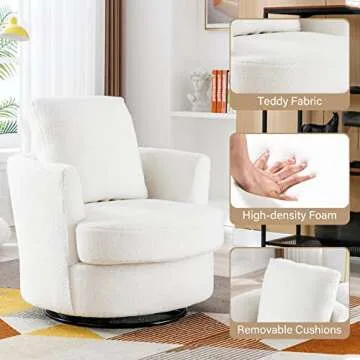 ODUWA Teddy Sherpa Swivel Barrel Chair - 360° Comfort