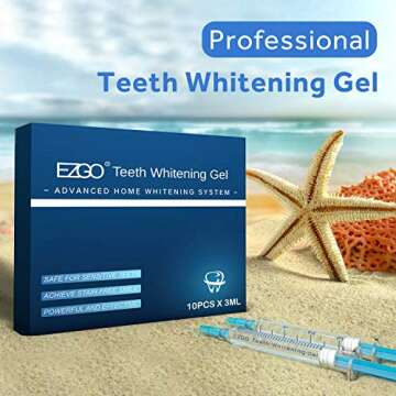 EZGO 10 Pack Teeth Whitening Gel Refills 22% Bleaching Gel, No Sensitive Teeth Whitener, Great for Sensitive Tooth Whitening, Carbamide Peroxide Teeth Whitening Gel, Mint Flavor (10X 3ML)