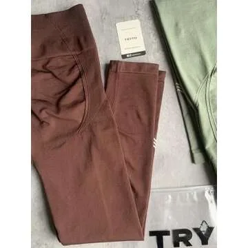 TRYTO Women's Active Easy Long / Regular Length Seamless Scrunch Legging Workout High Waist Butt Lifting Gym Fitness, Long Length Cocoa, Large