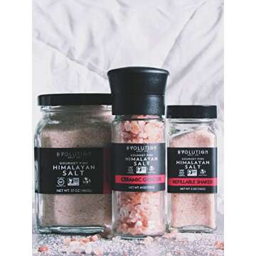 Evolution Salt Himalayan Gourmet Pink Salt, 100% Pure and Raw With 84 Trace Elements and Minerals. All Natural, Healthy, Kosher, and Non-GMO, Glass Grinder 4 Ounce, Course Grind