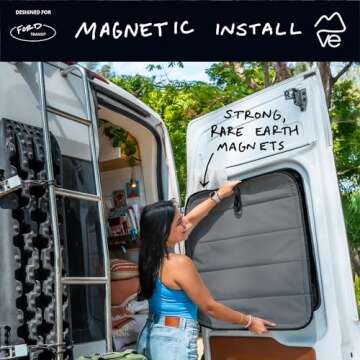 VanEssential Insulated Blackout Rear Door Window Covers Designed for Ford Transit Van High and Mediu...