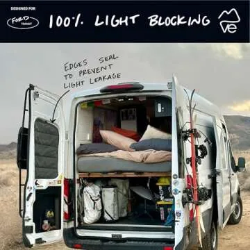 VanEssential Insulated Blackout Rear Door Window Covers Designed for Ford Transit Van High and Medium Roof Year 2015 to Current with NO Plastic Trim (Pair) - Charcoal Gray