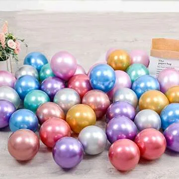 100pcs 5inch Tiny Mixed Chrome Metallic Latex Balloons for Birthday Party Bridal Baby Shower Engagem...