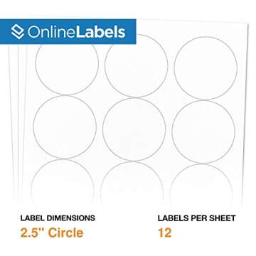 2.5" Round Printable Labels - 1200 White Circle Stickers