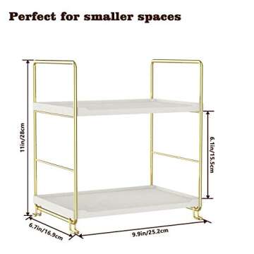 kaileyouxiangongsi 2-Tier Kitchen Spice Rack - Freestanding Stackable Bathroom Countertop Storage Sh...