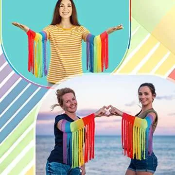 Vibrant Xuhal Rainbow Arm Warmers for Halloween Fun