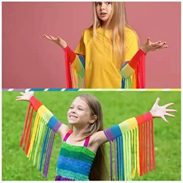 Vibrant Xuhal Rainbow Arm Warmers for Halloween Fun