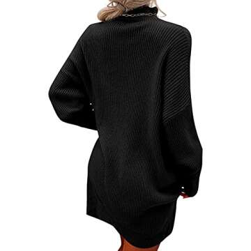 Stylish Trish Lucia Womens Turtleneck Oversized Dress Black