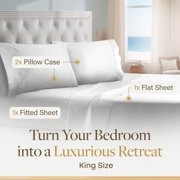 LANE LINEN Luxury Egyptian Cotton King Sheets Set