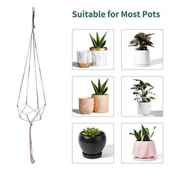 POTEY Macrame Plant Hangers Set of 6 - Handmade Jute Holders