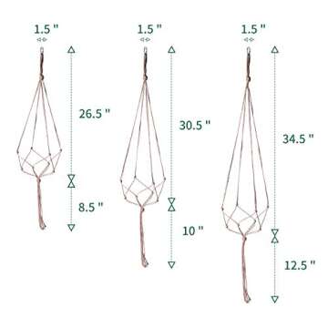 POTEY Macrame Plant Hangers Set of 6 - Handmade Jute Holders