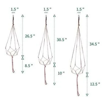 POTEY Macrame Plant Hangers Set of 6 - Handmade Jute Holders