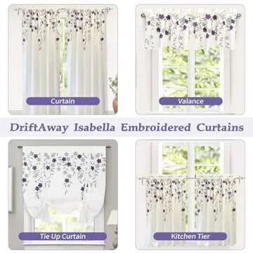 DriftAway Isabella Faux Silk Embroidered Kitchen Tiers 30" x 36"