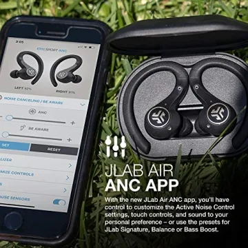 JLab Epic Air Sport ANC Bluetooth Earbuds for Workouts