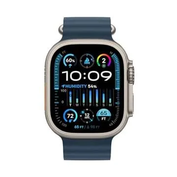 Apple Watch Ultra 2 [GPS + Cellular, 49mm] - Titanium Case with Blue Ocean Band, One Size (Renewed)