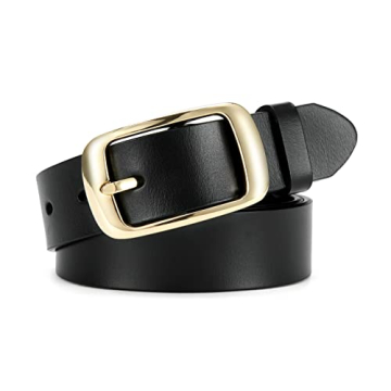 CHAOREN Women's Leather Belt with Gold Buckle for Style