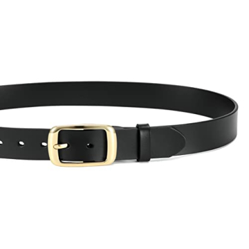 CHAOREN Women's Leather Belt with Gold Buckle for Style