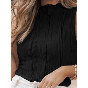 LILLUSORY Women's Mock Neck Sleeveless Tank Tops Black M