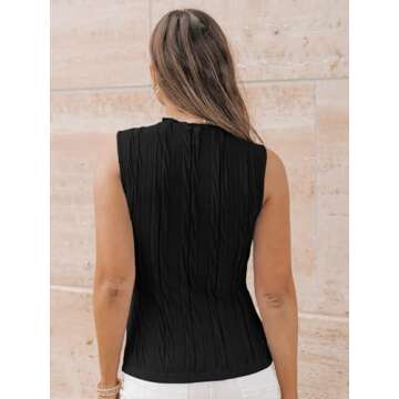 LILLUSORY Women's Mock Neck Sleeveless Tank Tops Black M