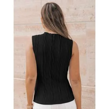 LILLUSORY Women's Mock Neck Sleeveless Tank Tops Black M