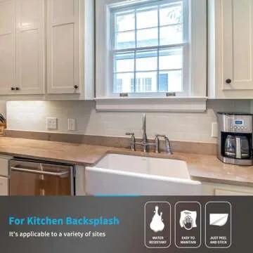 Art3d 10-Sheet Peel and Stick Tile Backsplash - 12"x12" Premium Kitchen Backsplash Peel and Stick Tile, White