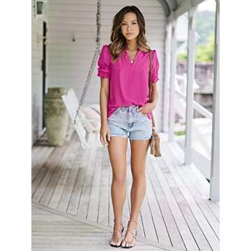 Stylish Angashion Women’s Summer Casual V Neck Top