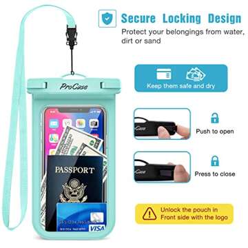 ProCase 2 Pack Waterproof Phone Pouch Case, 7" Universal Underwater Cellphone Dry Bag for iPhone 16 15 14 13 Pro Plus Max 12 11, Galaxy S24 S23 S22 Ultra Pixel -Black/Green