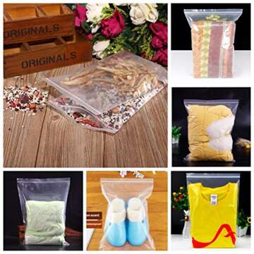 HomeDo 25 Count Compression Travel Space Saver Storage Bags, Resealable Poly Bags, Reclosable Plastic Zip Bags, Reusable Packing Sacks, 14" x 18", 4.7 Mil Thick