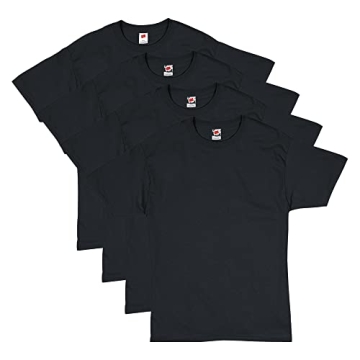 Hanes Essentials Men's Athletic T-Shirt Value Pack - 4 Black Shirts (Size Small)