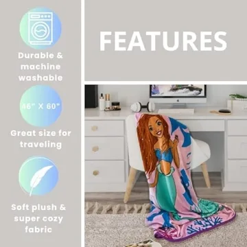 Little Mermaid Plush Throw for Kids - Soft and Colorful Blanket