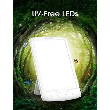 Light Therapy Lamp, UV-Free 10000Lux Therapy Light, Sunlight Lamp with 3 Color Temperature & 4 Brightness Levels, 4 Timer with Memory Function, Touch Control & Compact Size