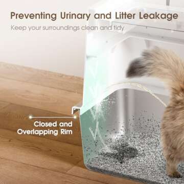 COURPAL® Stainless Steel Cat Litter Box with Lid - XL Large Enclosed/Open Litter Box with Anti Leakage Enclosure - Odor Free Hooded Litter Tray - Metal Covered Litter Pan Non-Stick Easy to Clean