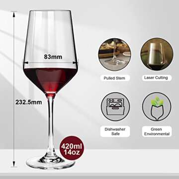 S SALIENT Hand-Blown Crystal Wine Glass Set of 6