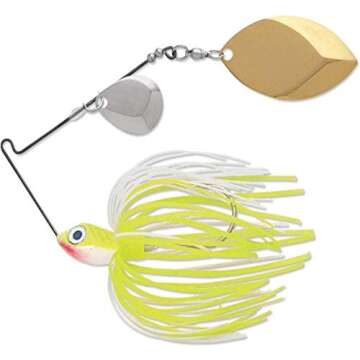 Terminator Super Stainless Spinnerbait-Colorado/Oklahoma, Nickel/Gold Blade (Chartreuse White Shad, 1/2-Ounce)