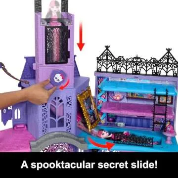 Monster High Doll House, Haunted High School Playset with 7 Play Areas & 35+ Storytelling Pieces Including Furniture & Accessories