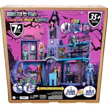 Monster High Doll House, Haunted High School Playset with 7 Play Areas & 35+ Storytelling Pieces Including Furniture & Accessories