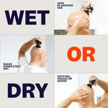 The FlexSeries Electric Head Hair Shaver - Freebird - Ultimate Mens Cordless Rechargeable Wet/Dry Skull & Bald Head Waterproof Razor with Rotary Blades, Clippers, Nose Trimmer, Brush, Massager