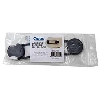 Qdos Safety Adhesive Flexible Multi-Lock | Gray | Use on Cabinets, Furniture, Toilets, Appliances - Dishwashers, Microwaves, Washers, Dryers - Simple One Handed Triple-Lock - Damage-Free Removal