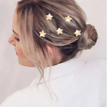 Bartosi Star Hair Clips Gold Star Hair Pins Bride Wedding Hairpins Bridal Hair Barrettes Hair Accessories for Women and Girls (Pack of 4)